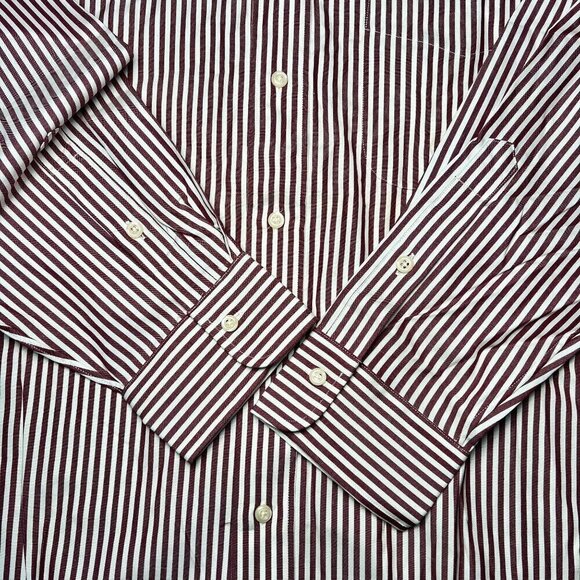 Club Room Pin Point Oxford Striped Long Sleeve Button Down Shirt L - Picture 4 of 9